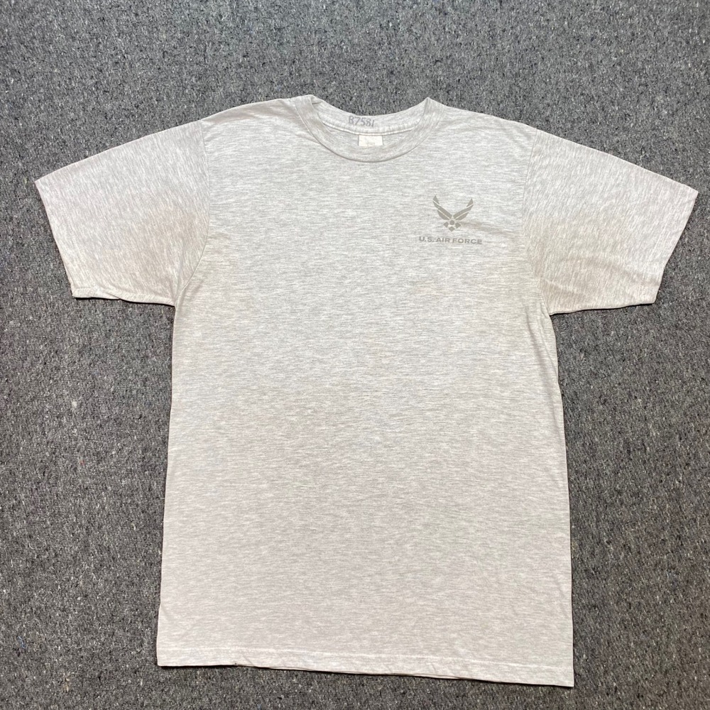US Air Force PT‎ TShirt Sz M Mens Gray Reflective Logo Military Training Gym Top